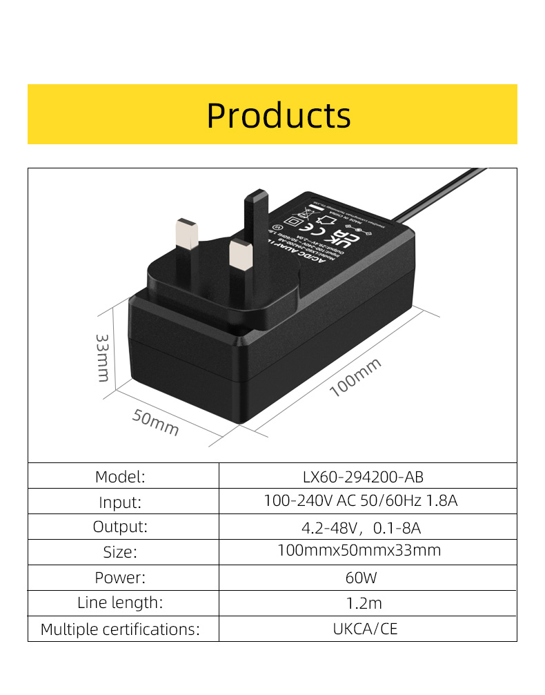 The 42 volt battery charger provides a reliable and efficient charging solution for electronic devices with 42V battery input requirement, delivering stable and safe charging for optimal device performance.