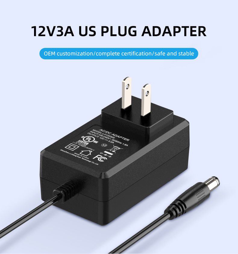 This is a 12v 3a power supply, 12v 3a adapter, or 12v 3a 36w power adapter suitable for different devices that require 12 volts and up to 3 amps for optimal performance.
