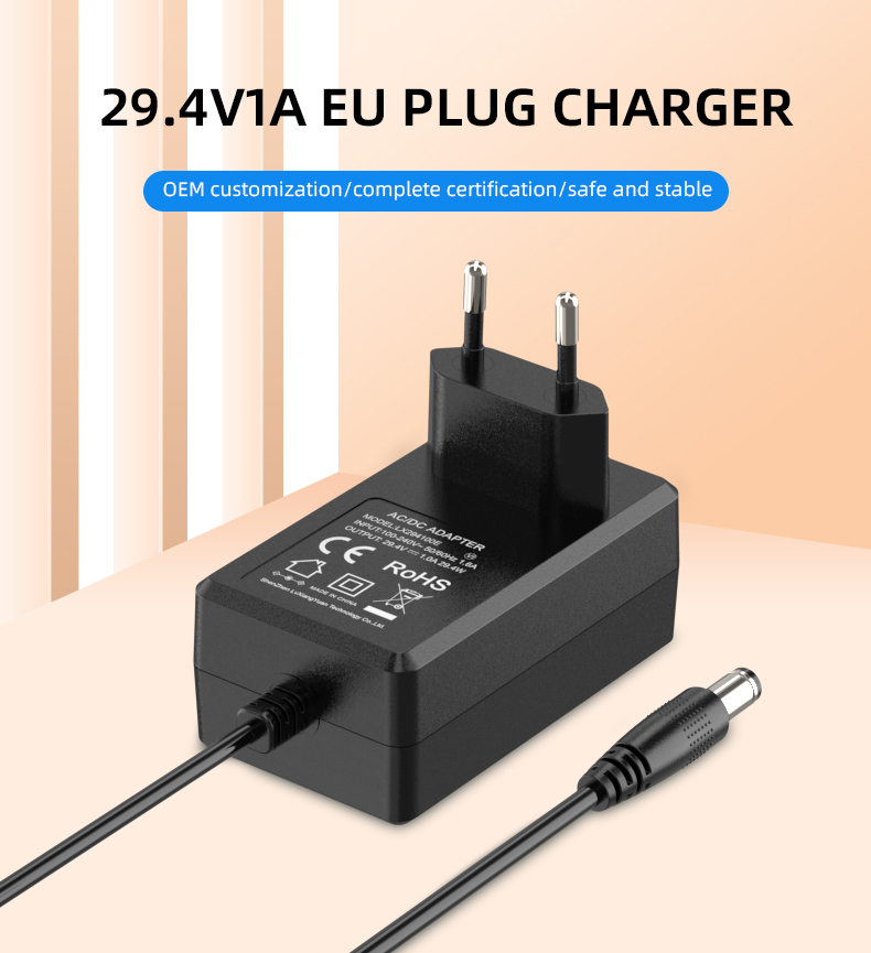 A 29.4V battery charger is a device that is specifically designed to charge batteries with a voltage rating of 29.4V. Such batteries are commonly used in a variety of applications, including electric bikes, electric scooters, electric skateboards, and other electric vehicles. The charger has a DC output voltage of 29.4V and should be used with batteries that have the same voltage rating. The charger is equipped with safety features such as overcharge protection, over-current protection, and short-circuit protection, to prevent damage to the battery or the charger itself. It is important to choose a charger that is compatible with the specific battery that you have, as using an incompatible charger can damage the battery and reduce its lifespan.