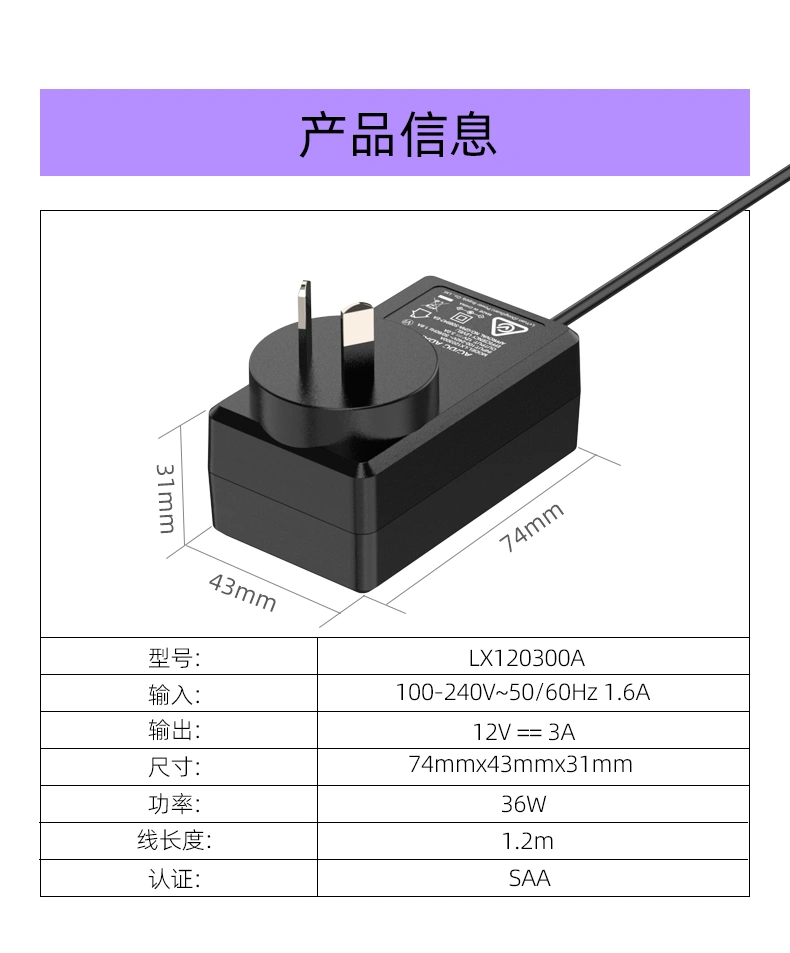12V3A澳规适配器