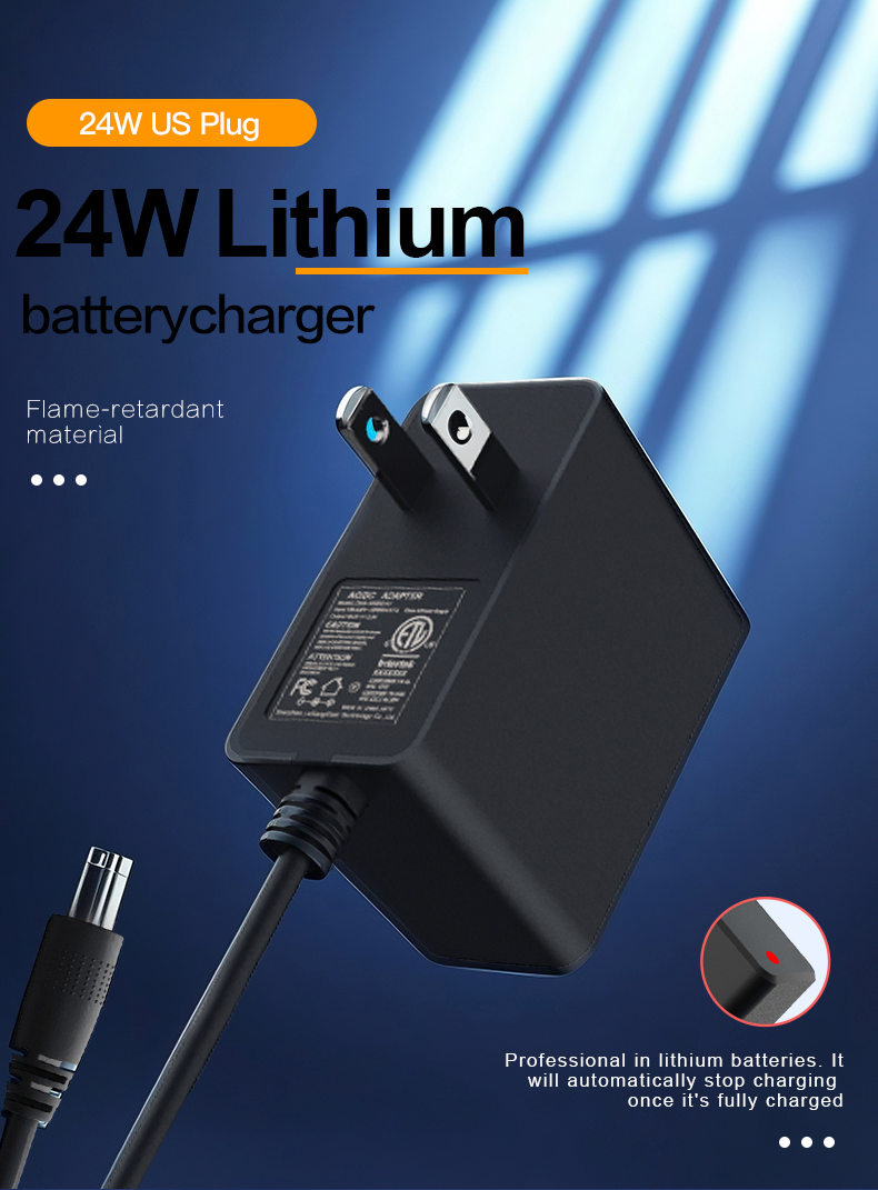 Compact 4.2-volt battery charger (240V input) with CE/FCC certification. Safely charges lithium-ion cells via overcharge, over-current, and short-circuit protection. Ideal for drones, power tools, and energy storage systems. Efficient, durable design.