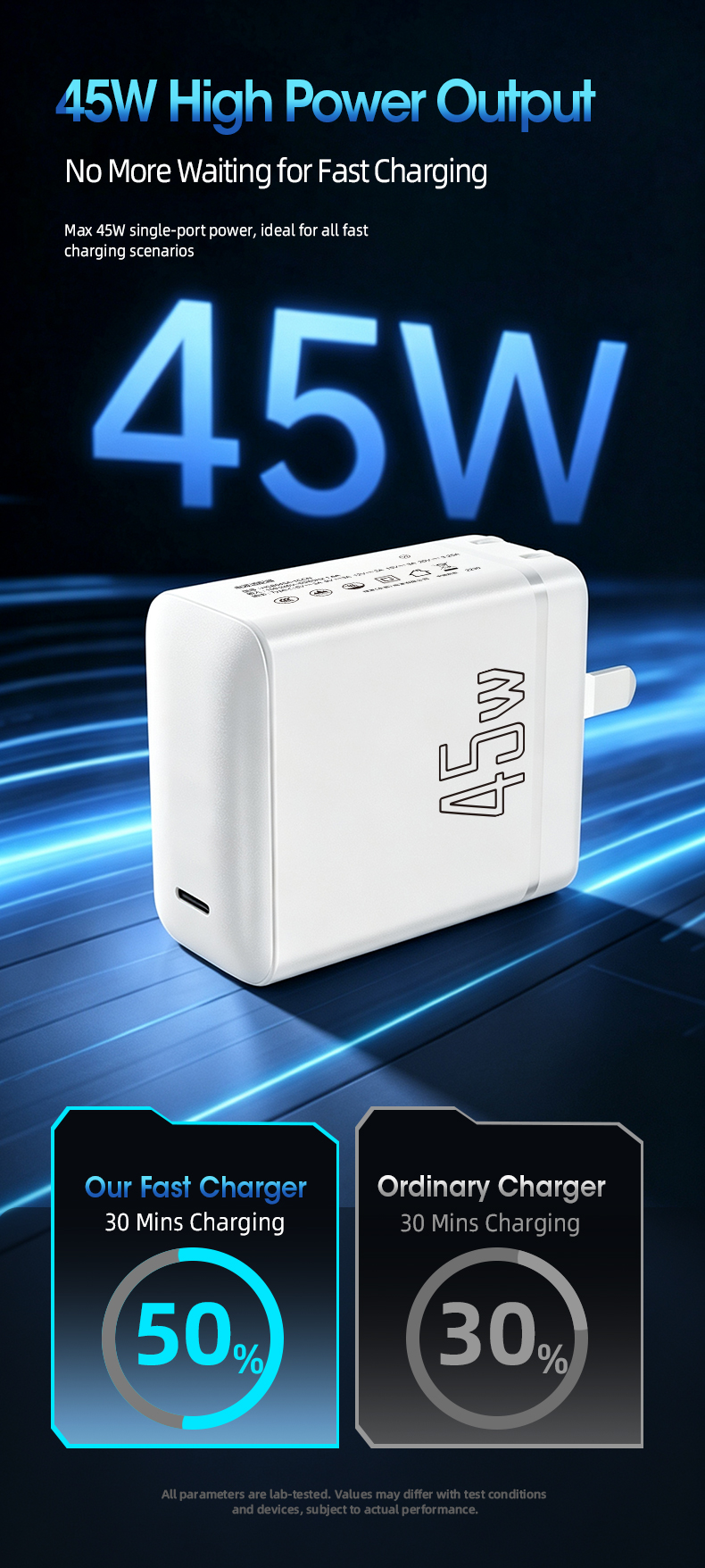 This compatible 45 w hp laptop charger delivers stable, safe power output for most HP models, with built-in multi-layer protection to perfectly meet your daily work and charging needs.