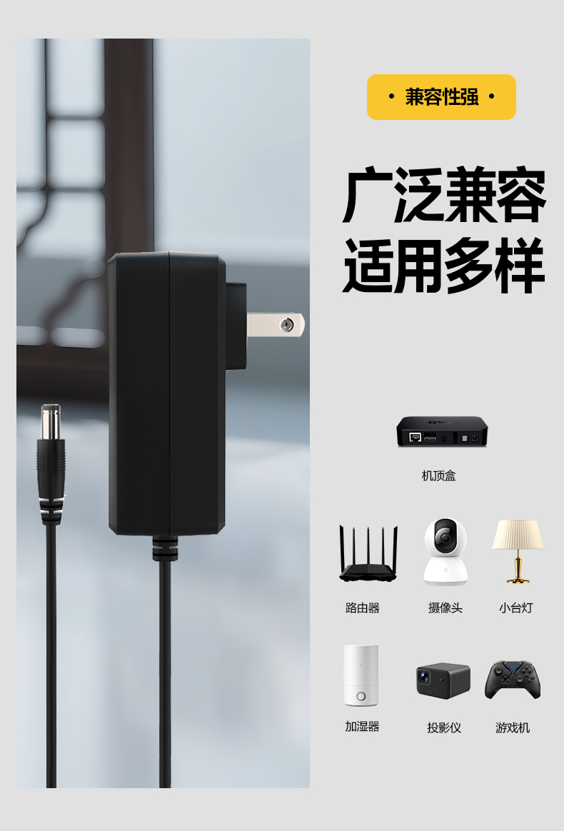 这款10V交流适配器亦可称为10V 1A交流直流适配器或10V 1A 1000mA开关电源适配器，能高效将墙壁电源插座的交流电转换为稳压10V直流电（输出电流1000mA），适用于为路由器等设备供电。