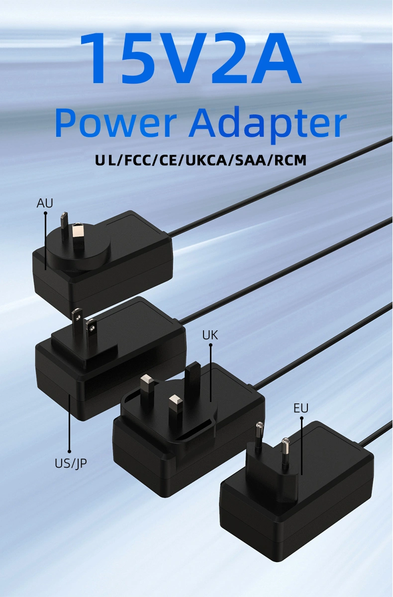 Universal AC DC adapter 15V 2A , 15V 2A DC power supply, and compact adaptor 15 Volt 2 Ampere for electronics. Delivers stable 30W output, compatible with routers, monitors, and small appliances.