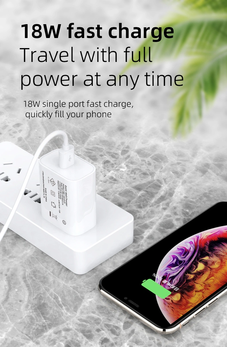 Our QC 3.0 charger delivers up to 18 watts of power, providing fast and efficient charging for your devices.