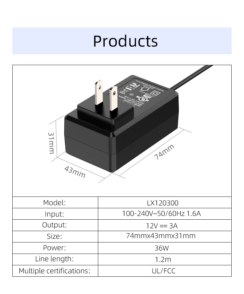 This is a 12v 3a power supply, 12v 3a adapter, or 12v 3a 36w power adapter suitable for different devices that require 12 volts and up to 3 amps for optimal performance.