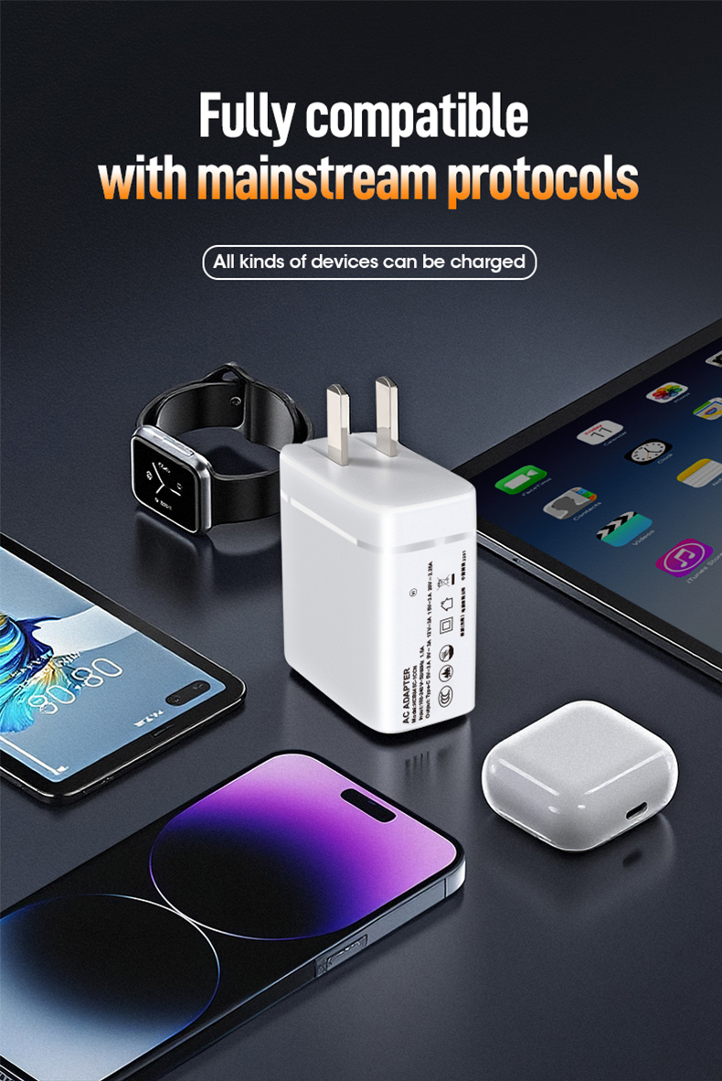 The 45w Gan Charger, a compact 45W GaN Type-C Charger, delivers rapid PD charging for laptops and phones. This efficient 45W GaN wall charger stays cool with Gallium Nitride tech, ideal for travel or daily use.