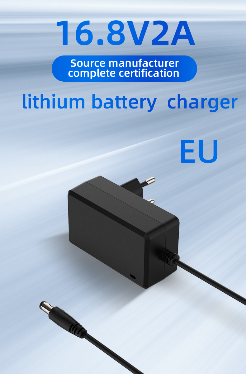 The adapter with 16.8V and 2A output is a reliable power supply that can be used with a wide range of electronic devices, providing quick and efficient charging capabilities.