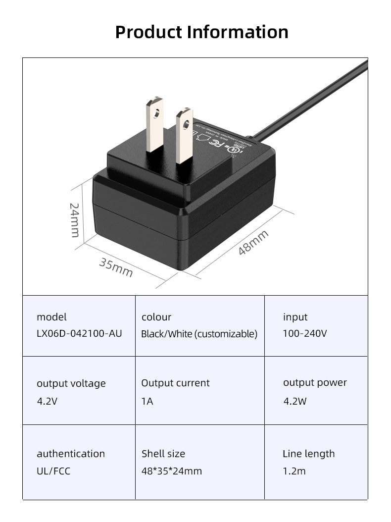 This Lithium Polymer Battery Charger is a 4.2 V Charger or 4.2 volt battery charger designed for charging 4.2 Volt batteries.