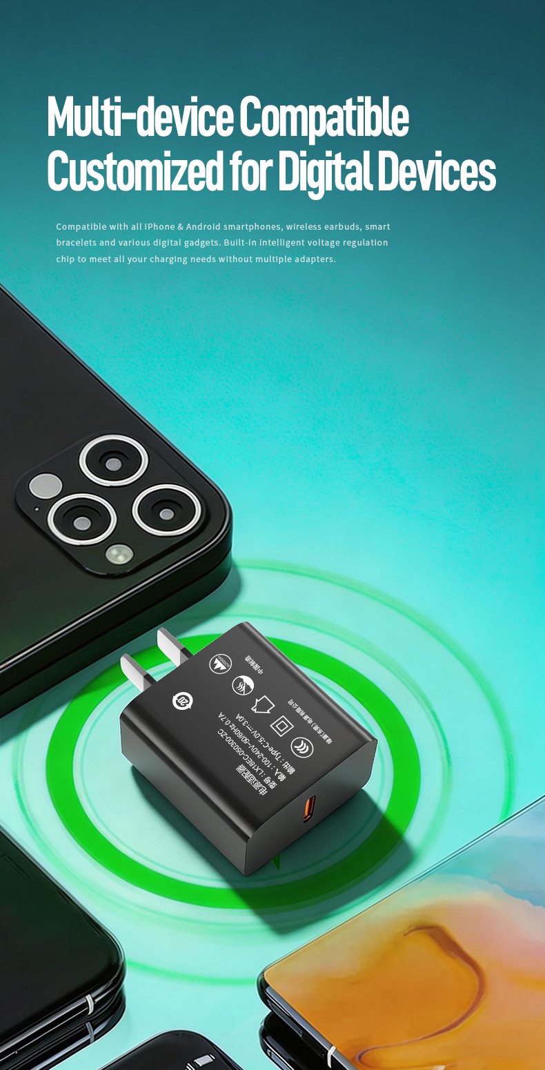 This reliable 3a 5v charger is a stable 5v 3a type c charger, also a safe 15w usb c charger for daily fast charging of most common electronics.