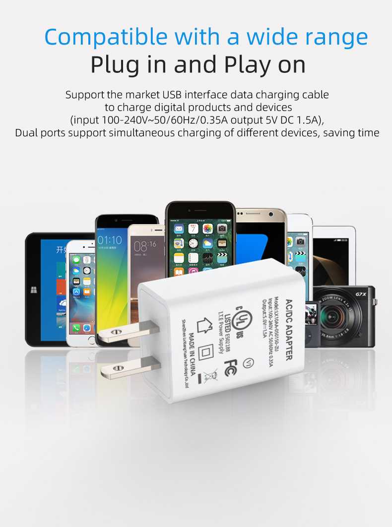 Get fast charging with a 5V 1.5 A usb power adapter or 5 volt 1.5 amp charger or 5v 1.5 a power adapter for USB devices.