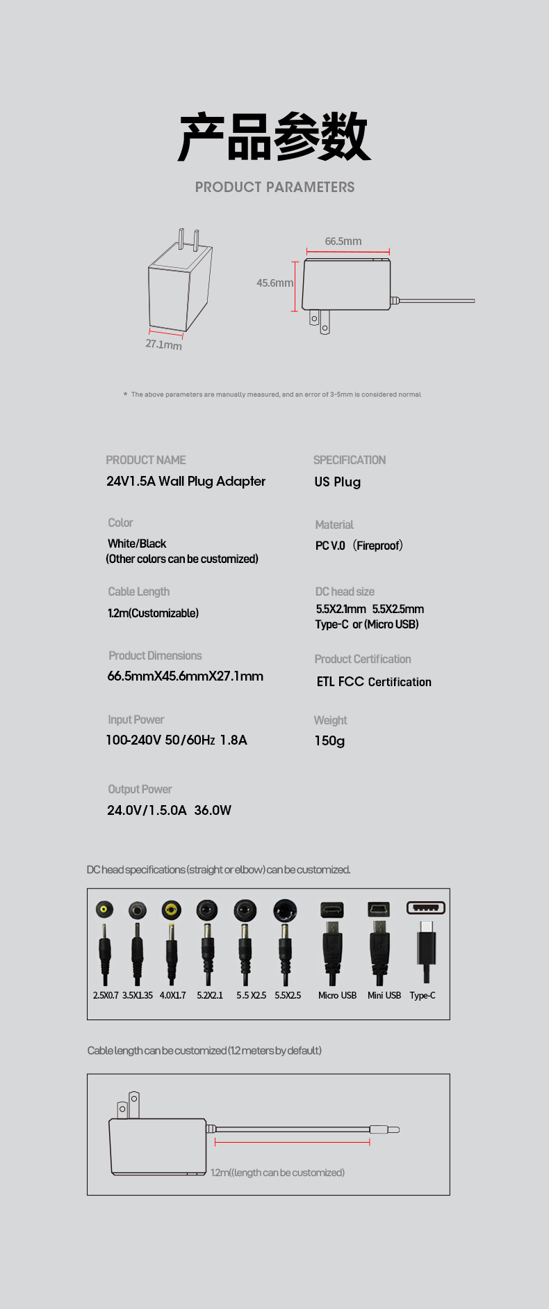 The 24V 1.5A Power Adapter delivers stable 36W DC power with universal 100-240V input. Features over-voltage/short-circuit protection, LED power indicators, and industrial-grade durability. CE/UL certified for audio equipment, routers, LED lighting, and CCTV systems.