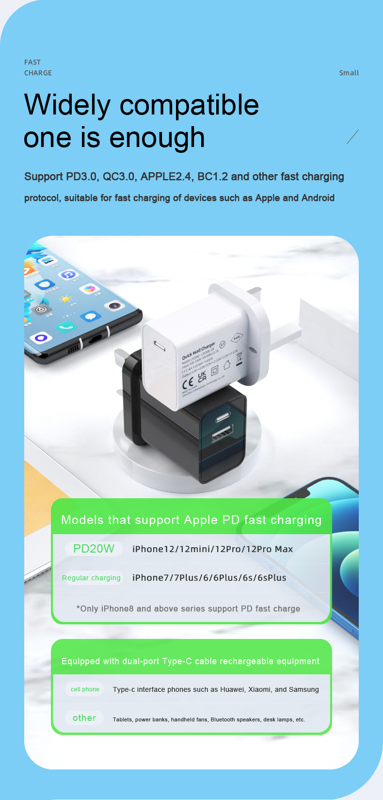 This 20 Watt iPhone charger with USB C PD charging is a versatile adapter allowing for fast charging. Get the latest iPhone 20W adapter for your device.
