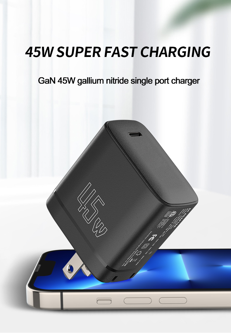 Fast charge your devices with the 45W PD charger.