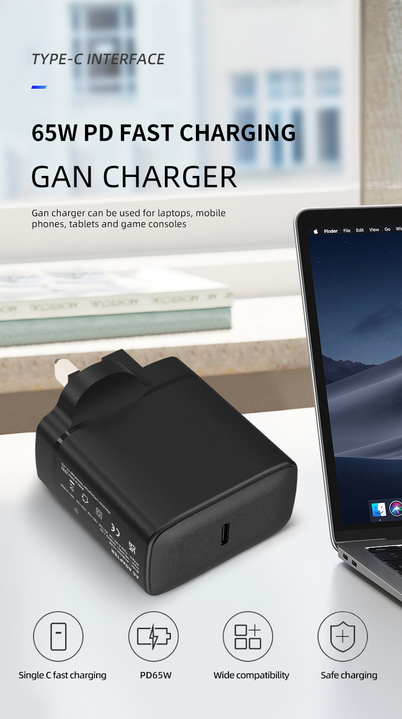Get your laptop powered up quickly and efficiently with our 65W USB-C laptop charger.
