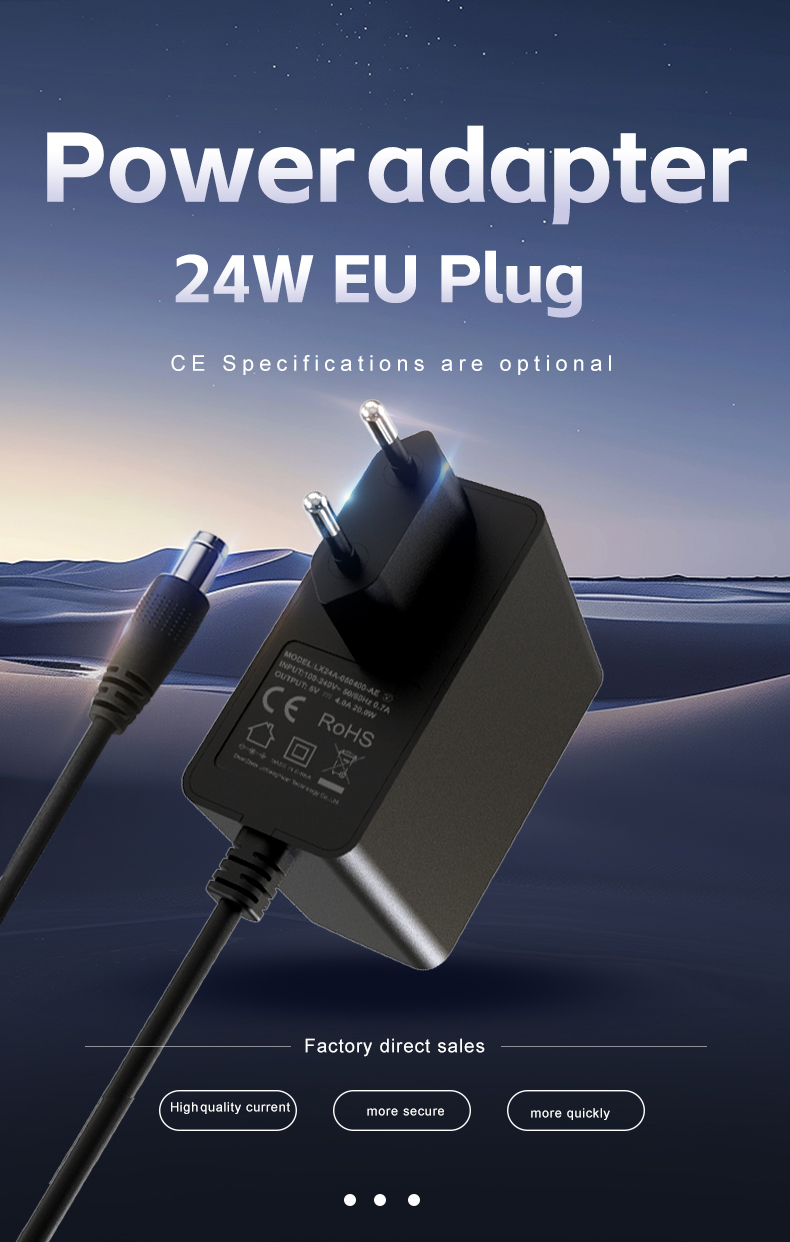 The 24V 0.75A power adapter delivers stable 24V/750mA (18W) DC output for routers, LED systems, and industrial controllers. With built-in overload/short-circuit protection, FCC/CE certification, and efficient plug-in design, it ensures reliable power for automation, medical, or commercial applications.