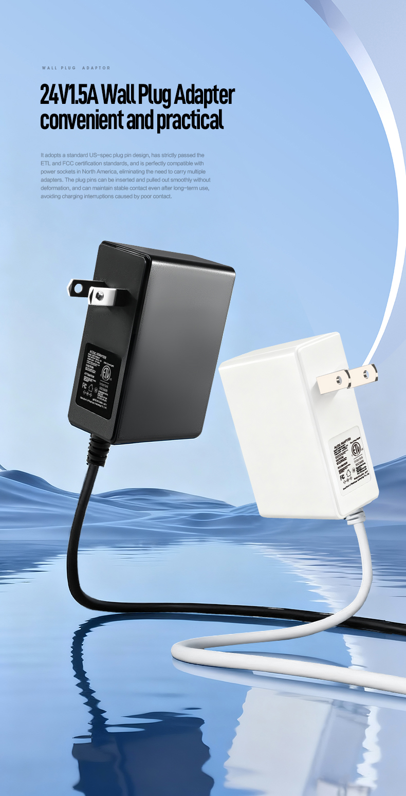 The 24V 1.5A Power Supply Adapter delivers stable 36W DC power with universal 100-240V input. Features industrial-grade over-voltage/short-circuit protection, precise voltage regulation (±3%), and LED status indicators. CE/UL certified for audio equipment, LED lighting, networking gear, and security systems.