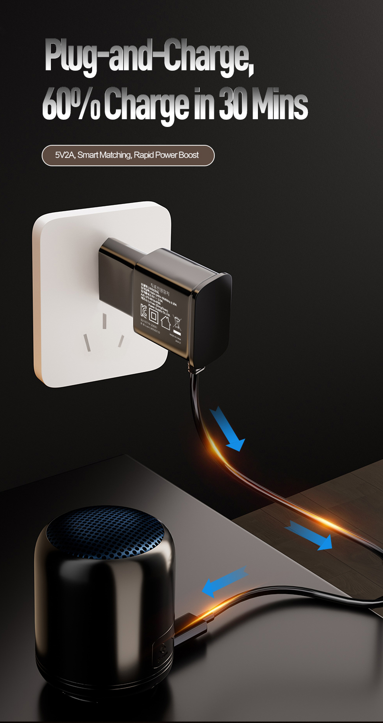 This reliable 5v 2 amp charger has built-in multi-layer safety protection, delivering stable 5V power output for small electronics, smartphones and daily low-power devices.