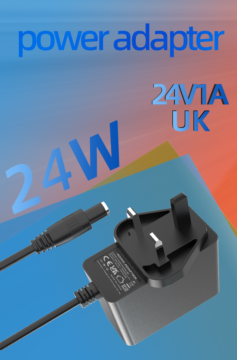 Compact adaptor 24V 1A delivers stable 24-volt 1-amp output. Certified safe, universally compatible design for devices requiring precise 24V/1A power. Durable and reliable.