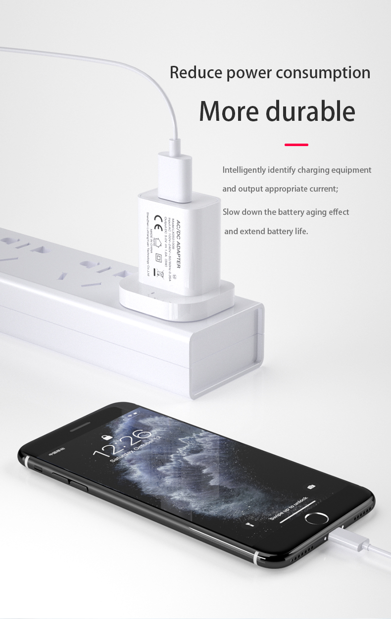 An Apple wall charger, also known as Apple USB power adapter, is a type of power adapter manufactured by Apple Inc. for charging various Apple devices, such as iPhone, iPad, iPod, and Apple Watch. It is designed to be plugged into a wall outlet and features a USB-A port for connecting a charging cable. Many Apple wall chargers come bundled with new Apple devices but can also be purchased separately. They come in various output wattages, including 5W, 10W, 12W, 18W, 20W, and 30W, to accommodate different devices' power requirements. Apple also offers fast charging adapters that support USB Power Delivery (USB PD) technology, which can charge an iPhone from 0 to 50% in just 30 minutes.