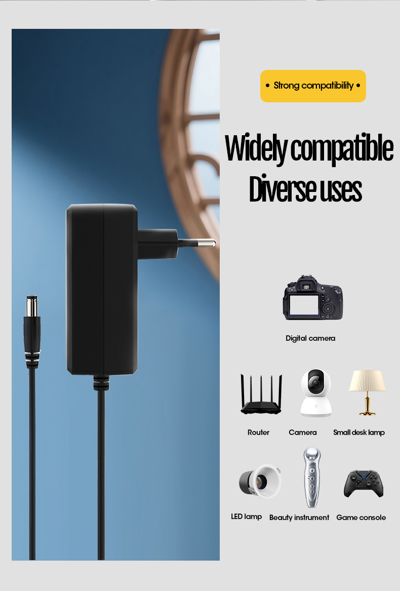 This compact 12V DC 1000mA switching power adapter efficiently converts AC power. Providing stable 12V at 1A (1000mA), it's a versatile 12v 1a Power Supply for devices like routers or monitors. Find reliable 12V 1a AC Adapters here.