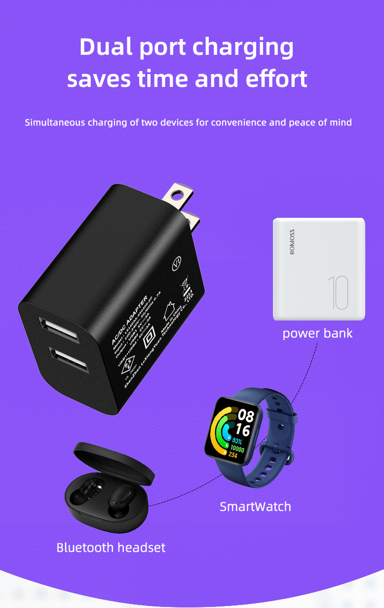 Charge two iPhones simultaneously with our 5V 3.4A Dual USB Wall Charger and Double iPhone Charger and 5V 3.4A USB Wall Charger.