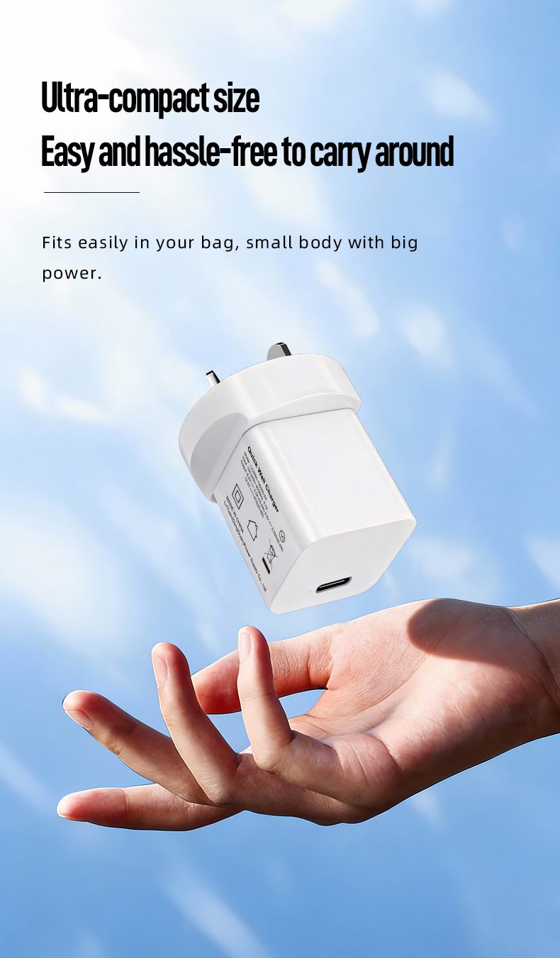 The 20 W Apple charger equivalent delivers identical PD 3.0 charging speed, powering iPhones to 60% in 30 minutes. Features GaN tech (40% smaller), universal 100-240V input, and medical-grade OVP/OCP/SCP protection. Certified for iPhone 12-15, AirPods Pro, and iPad Mini.