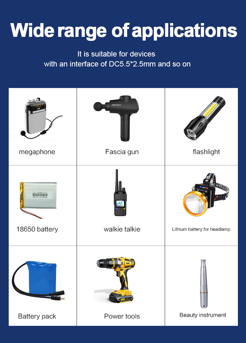 Compact 4.2v 3a charger or 4.2 volt battery charger or lithium battery charger 240V input with ETL/FCC certification. Safely charges Li-ion cells via overcharge/current/short-circuit protections. Ideal for high-capacity battery applications.
