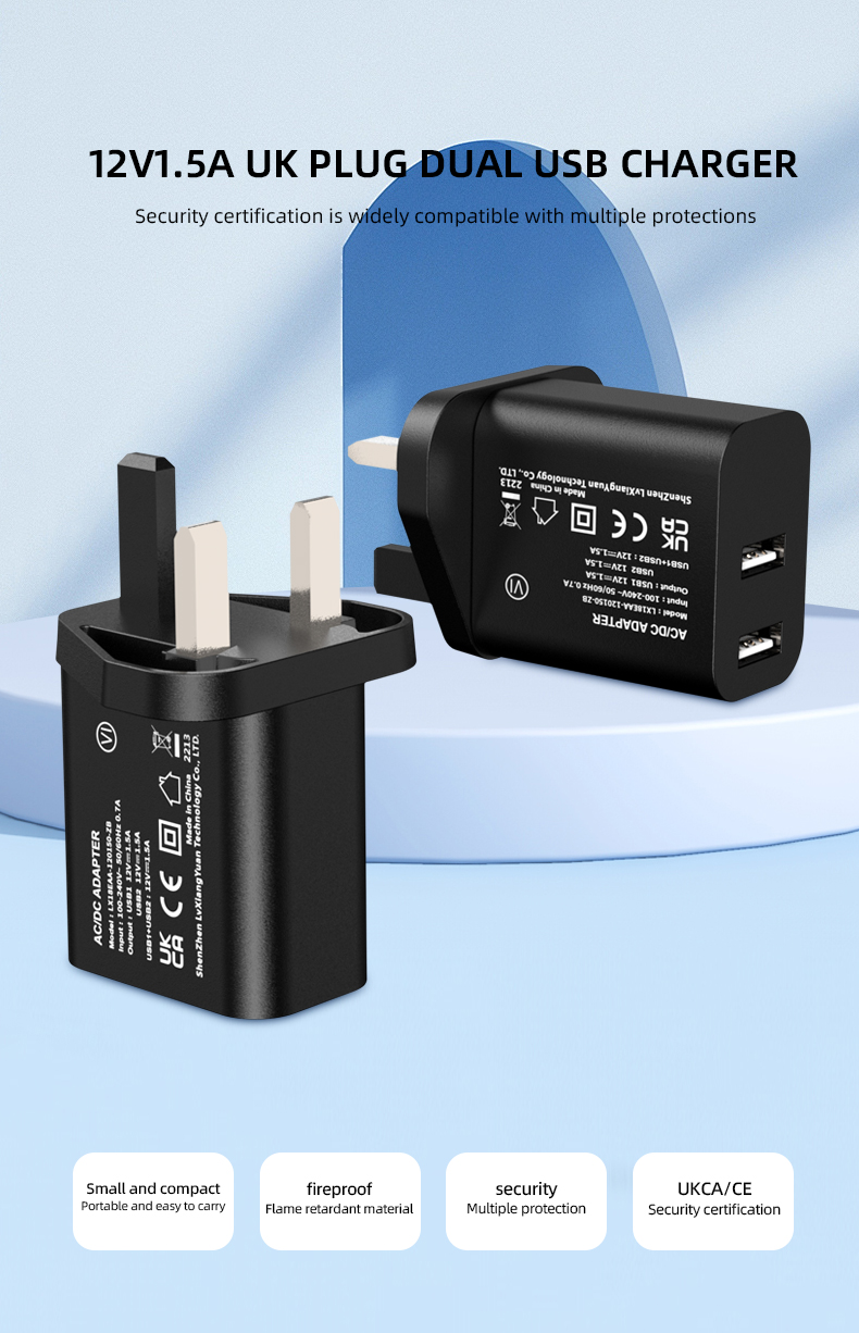 12v 1.5a dual usb charger
