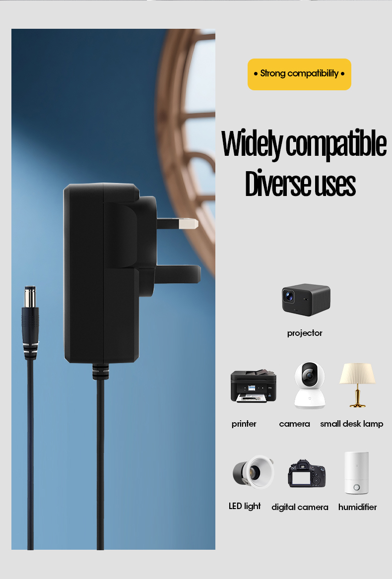 This compact 24V 0.5A Power Supply Adapter (500mA) converts AC to safe DC power. Ideal for devices requiring Adapter 24v 0.5a specifications. The 24V 500mA AC/DC Adapter provides reliable, regulated power for CCTV cameras, routers, and low-power electronics.