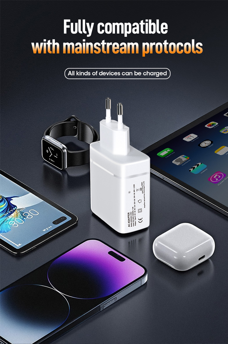 The 45W PD Power Adapter is a compact 45W USB-C PD Charger, delivering super-fast charging via its 45W Single USB-C PD Wall Charger design. Safely powers laptops, tablets, and phones from any outlet. Ideal for travel and daily efficiency.
