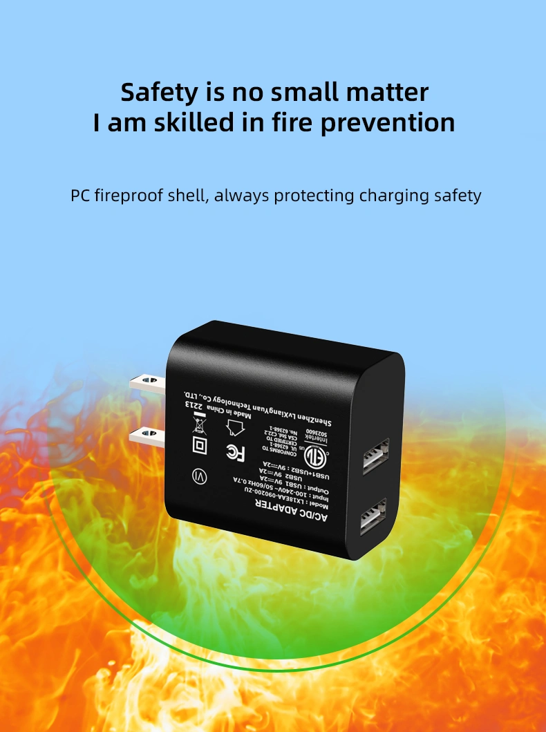 The dual port fast charger allows for the simultaneous charging of two devices at high speed, delivering power efficiently and quickly.