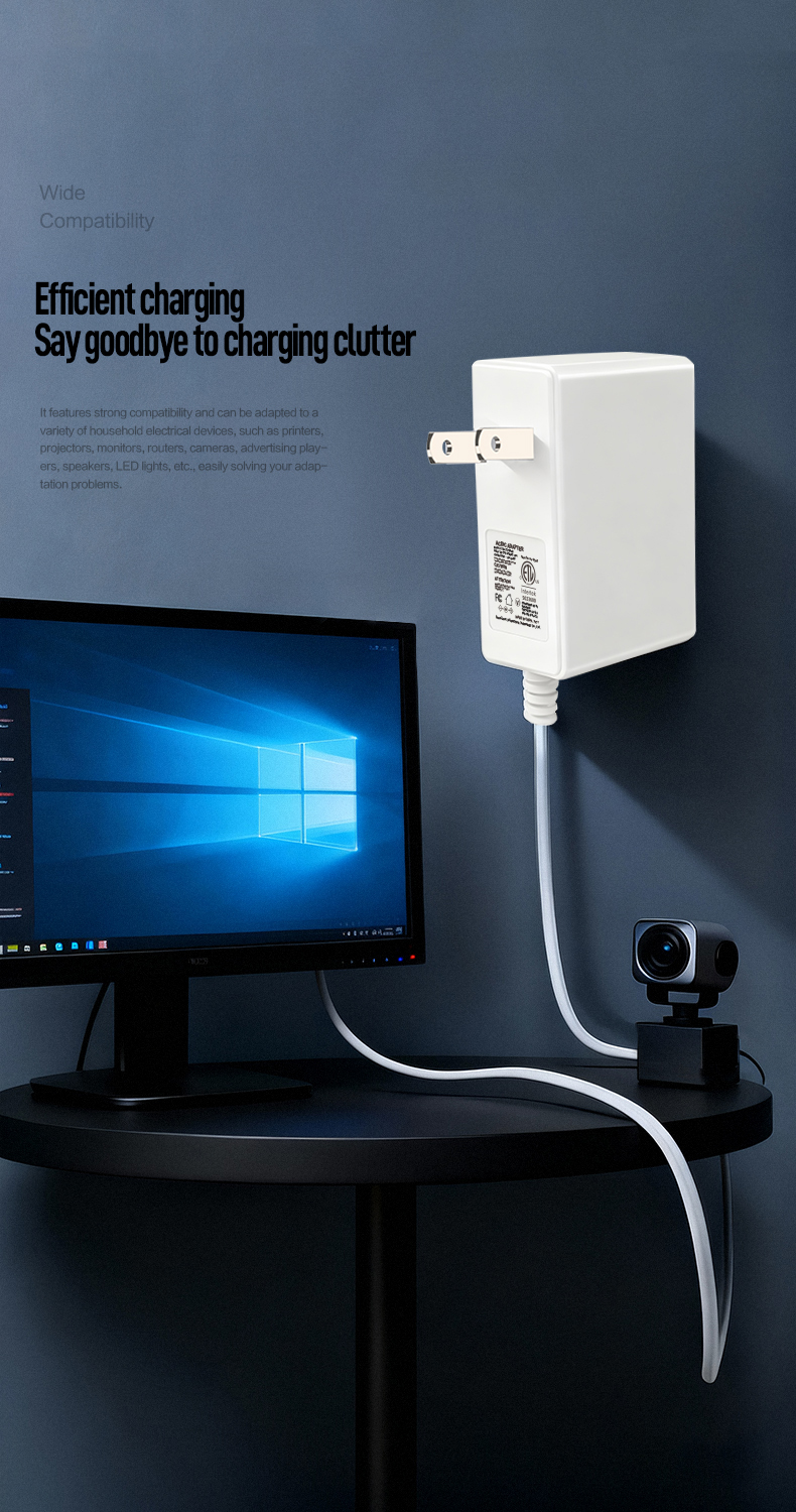 The 24V 1.5A Power Adapter delivers stable power as a 24V 1.5A Power Supply Adapter. This 24V 1.5A 36W AC/DC Adapter features universal 100-240V input, over-voltage/short-circuit protection, and ETL certification. Ideal for routers, speakers, and LED systems.