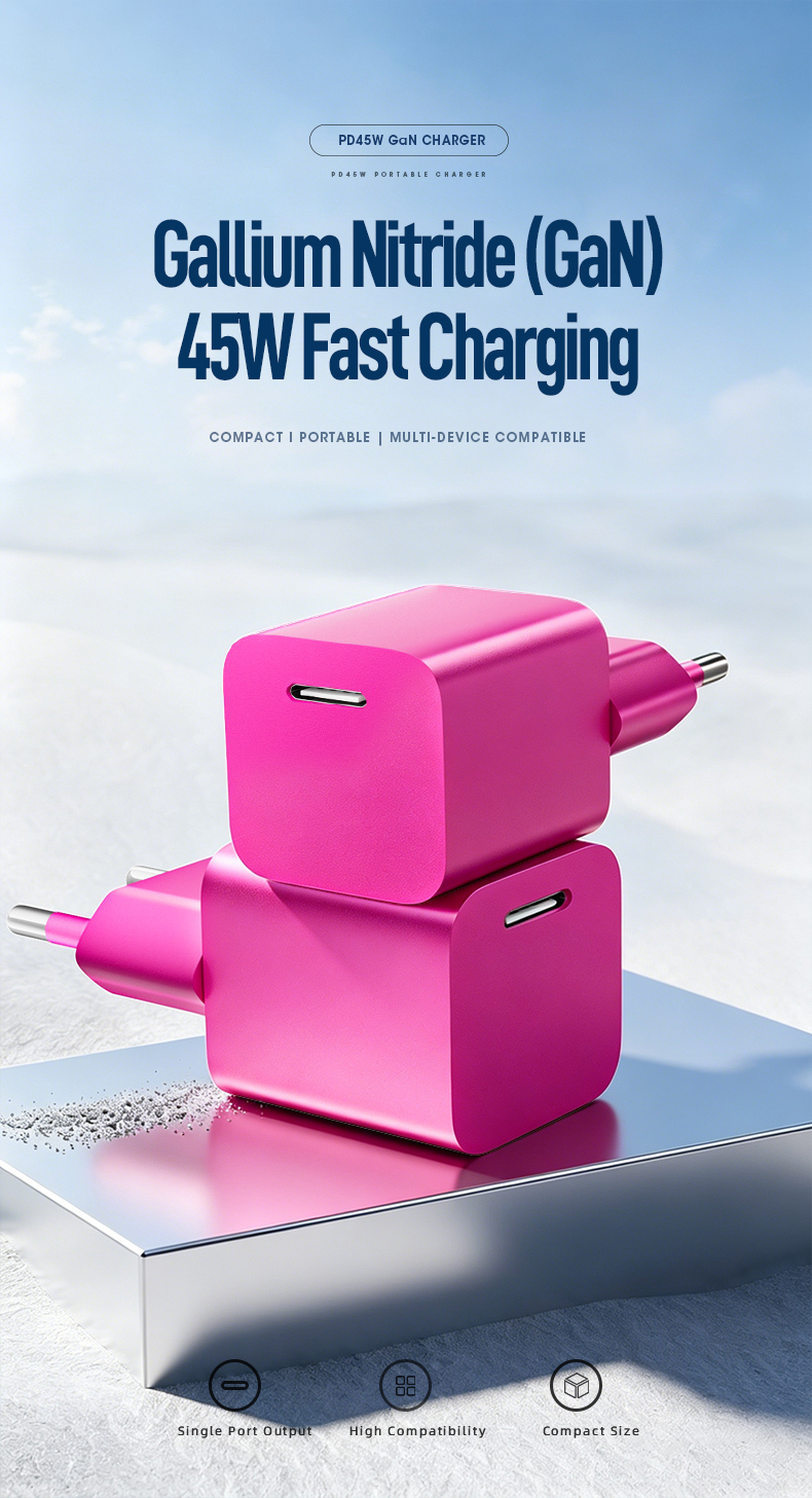 This compact iphone 45w charger delivers stable ultra-fast charging for iPhones, fits easily in bags or pockets, perfect for both daily use and on-the-go travel.