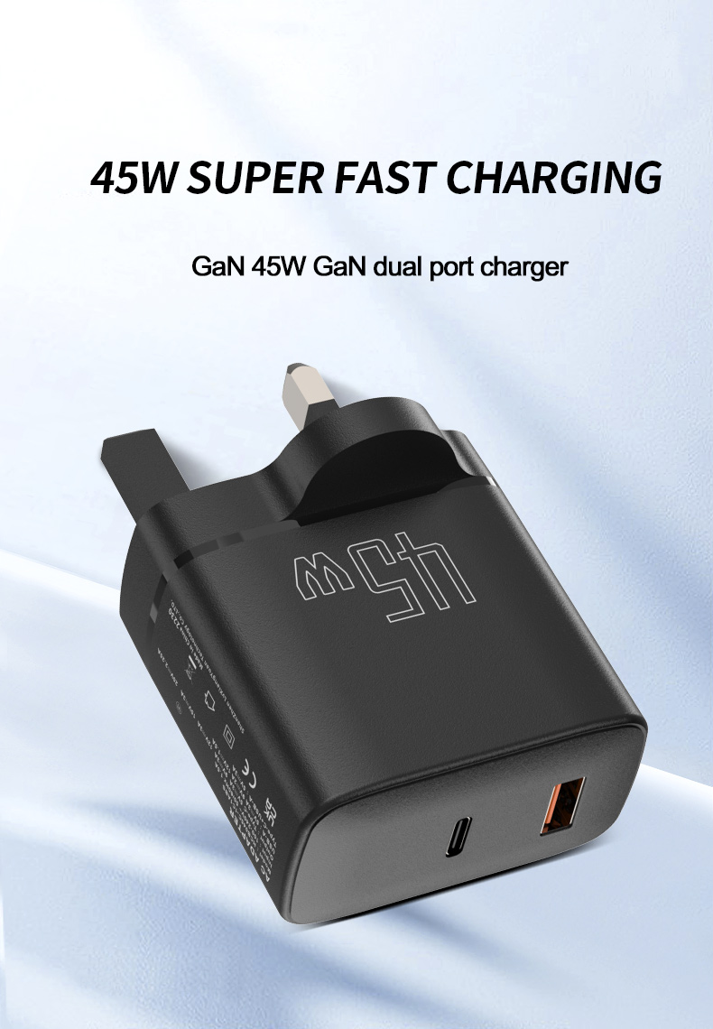 The Samsung travel adapter 45W is a compact and lightweight charger that is perfect for traveling. It can charge various devices, including laptops, smartphones, and tablets.
