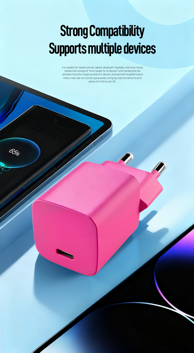 The 20 watt adapter delivers rapid charging via USB-C GaN Charger 20W technology. Optimized as a usb c power adapter for iphone, it powers iPhones to 50% in ~30 minutes with PD 3.0, universal 100-240V input, and foldable design.oldable plugs, and safeguards against over-voltage/current.
