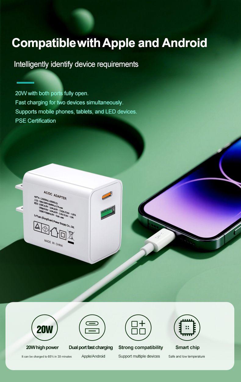 Experience high-speed charging with the compact PD20W Fast Charger. Leveraging USB Power Delivery technology, it safely powers iPhones and most modern Android phones significantly faster than standard chargers. Its universal USB-C output offers wide compatibility. Benefit from reliable, efficient charging and the peace of mind knowing your device is future-proof.