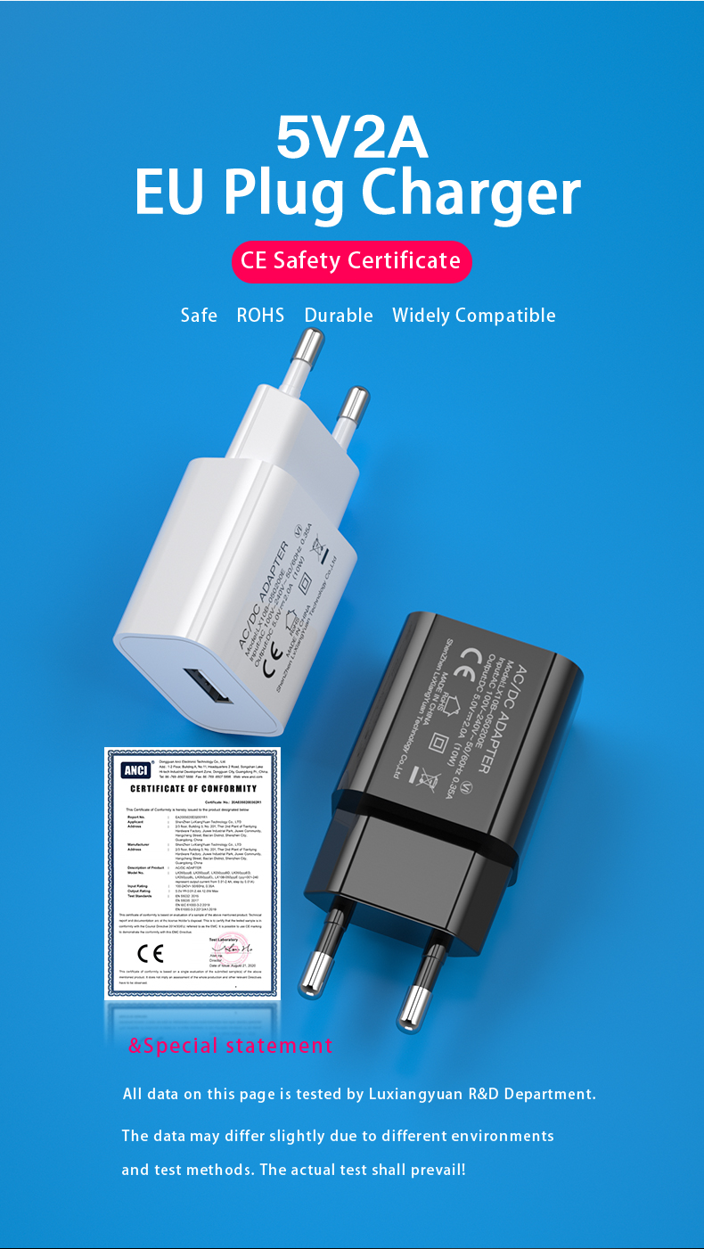 A USB power adapter 5V 2A is a type of wall charger that provides a power output of 5 volts at a maximum current of 2 amperes through a USB Type-A port. It is compatible with a wide range of USB-powered devices such as smartphones, tablets, power banks, and other electronics that can charge via USB. This type of charger is versatile and can be used at home, in the office or on the go by plugging it into a wall socket, a power strip or a USB car charger. A 5V 2A USB power adapter can efficiently charge most devices that do not support fast charging.