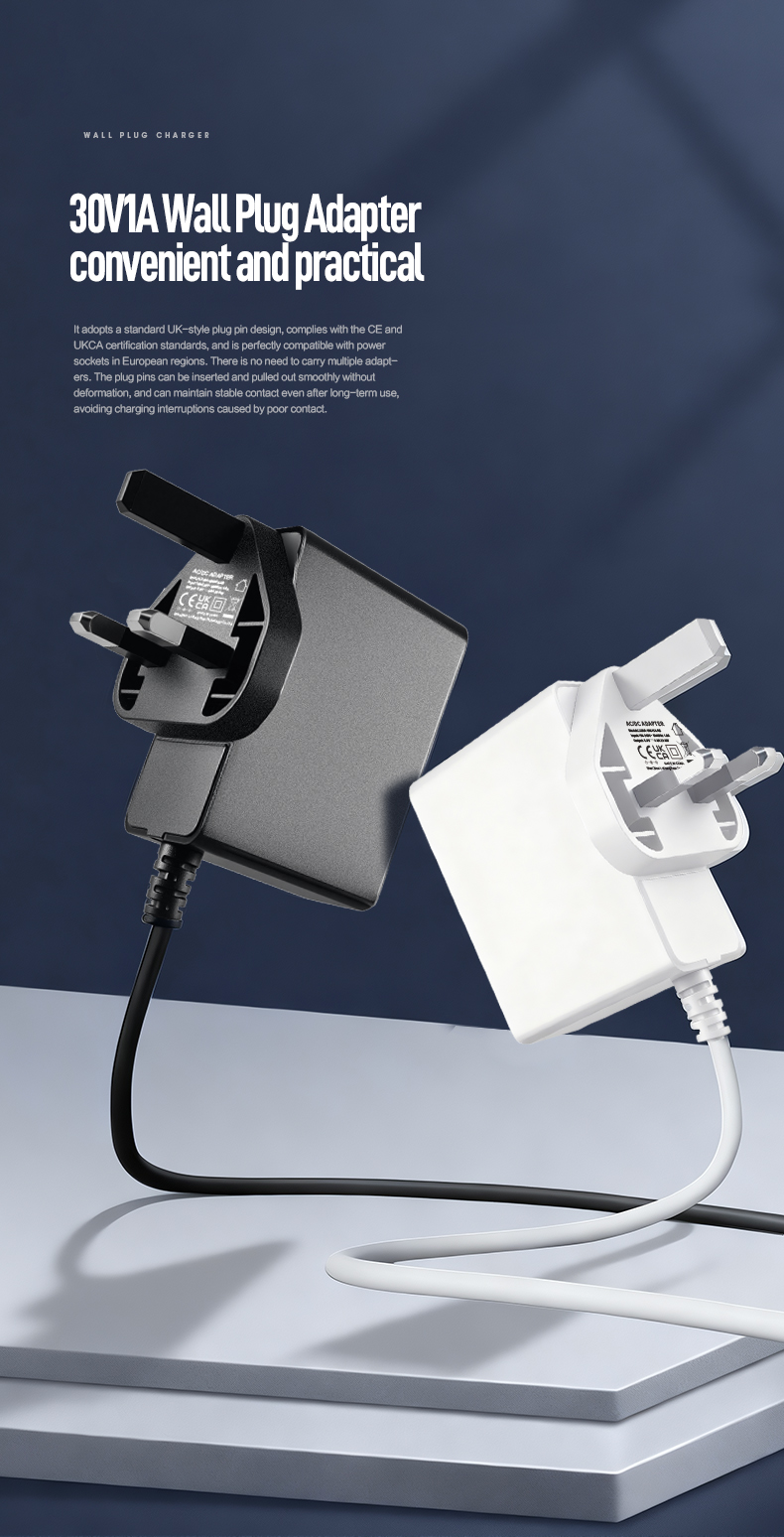 A 30V 1A adaptor is a power source that delivers a maximum output of 30 volts with a current of 1 amp to power electronic devices or appliances that require this voltage and current. It is a common power supply for a variety of electronic components, including motors, solenoids, and LED light strips.