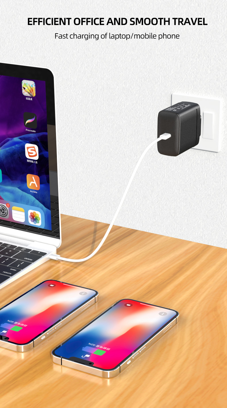 The 65-watt charger is suitable for Samsung devices, providing rapid charging for Samsung phones, tablets, and other devices that require a 65-watt charger.
