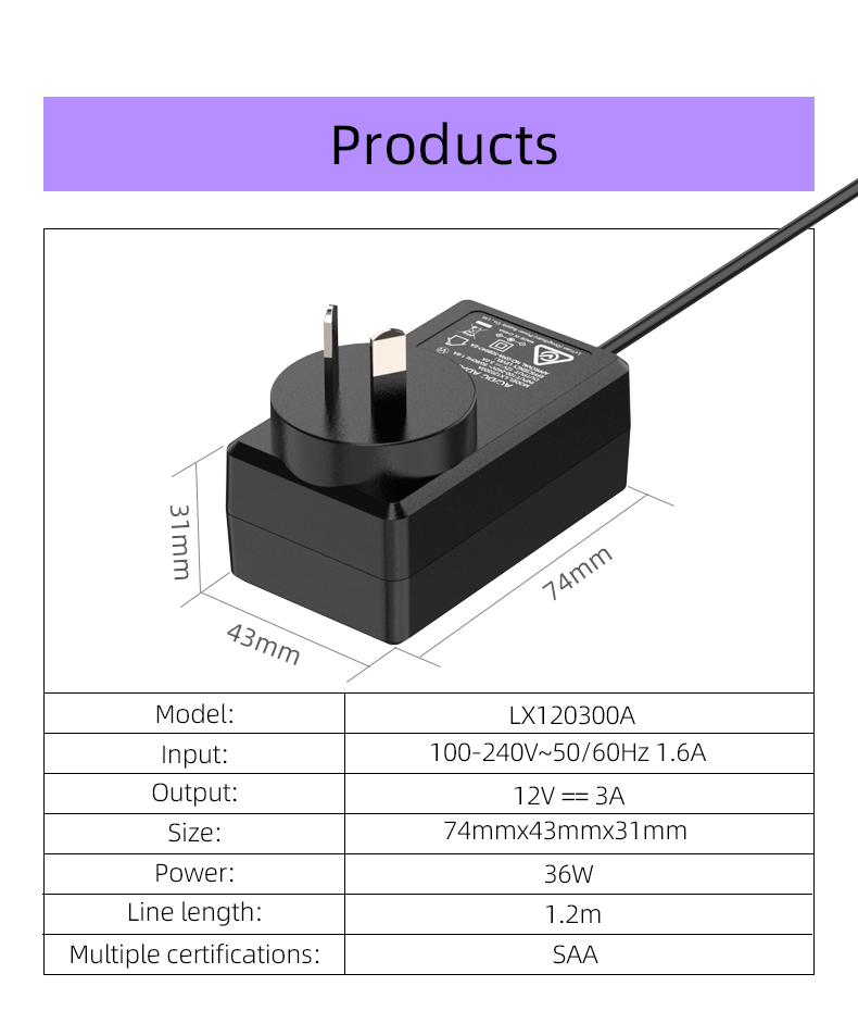Power your electronics with an AC DC adapter 12V 3A or 12VDC 3A power supply or 12v 3a 36W power supply. Ideal for all your power needs.