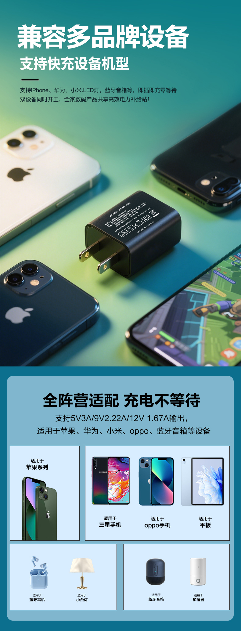小巧20W USB-C电源适配器,双口输出,20W快速充电器,采用PD快充技术,高效充电支持多种协议!