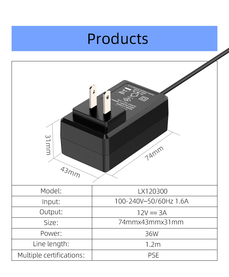 A versatile and reliable AC adapter that outputs 12V 3A, making it an ideal candidate for use as a 12V 3 amp adapter or 12 volt 3amp power supply or ac adapter 12v 3a.