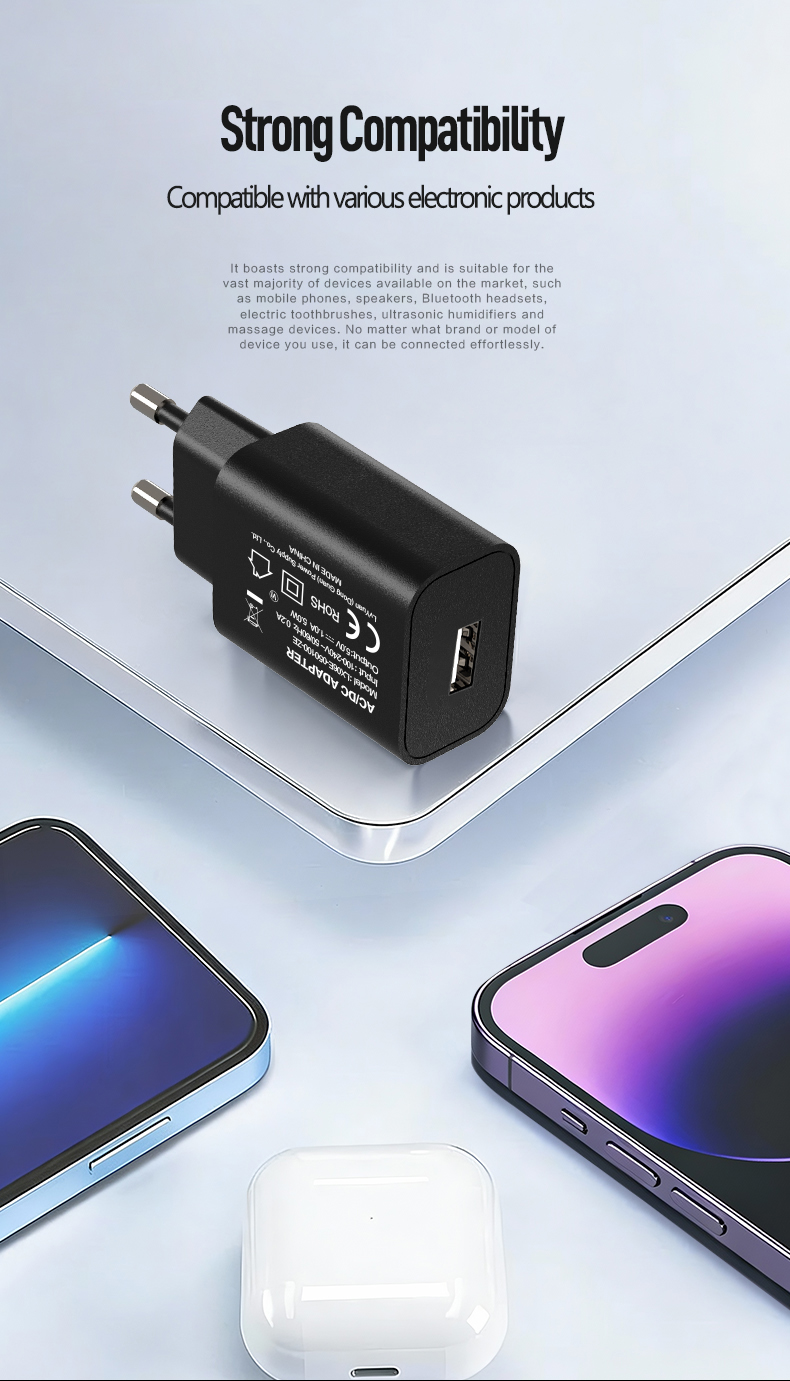 This 5W charger, 5W USB charger, and USB 5V 1A plug offer a compact and efficient charging solution for your electronic devices with USB ports.