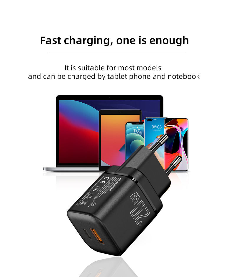 This 20W adapter is a 20w USB-C power adapter that can be used as an iPhone charger 20w, providing a fast and efficient charging solution.
