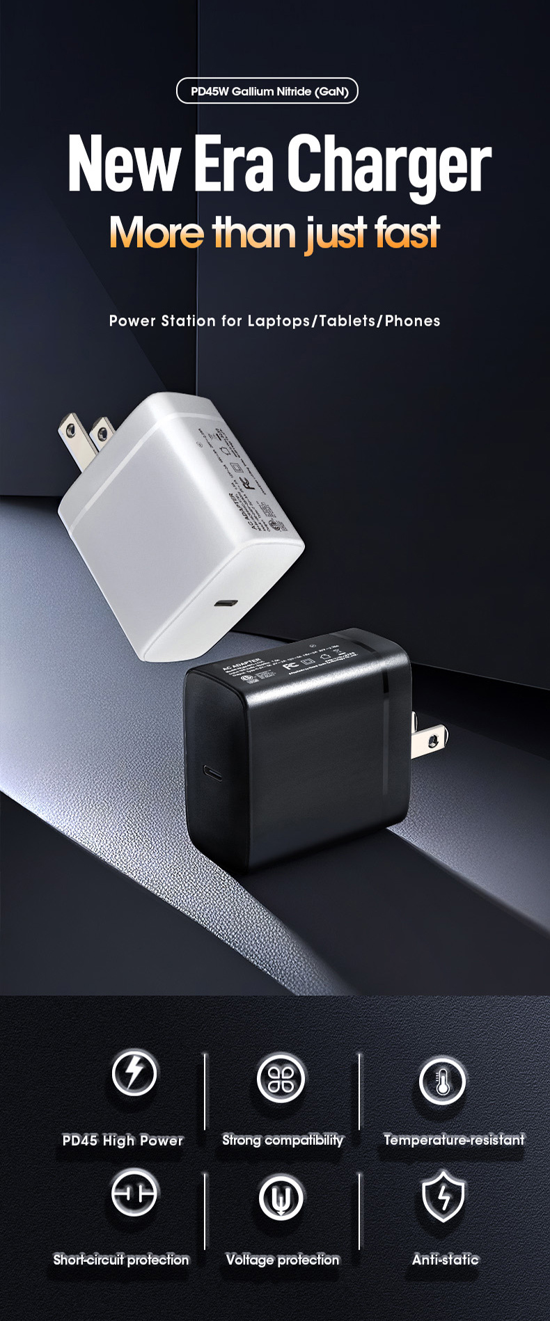 Unlock blazing-fast charging with the Super Fast Charger PD 45W. This advanced adapter powers laptops, tablets, and phones from 0% to 50% in minutes. Featuring GaN technology for cooler operation and universal compatibility, it’s your ultimate travel-ready power solution. Efficiency redefined.