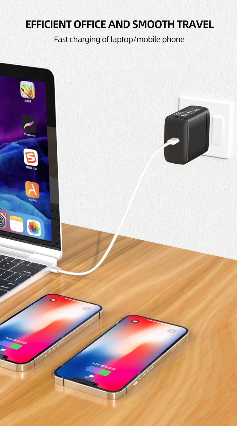 A 65-watt charger for Samsung devices provides rapid charging for Samsung phones, tablets, laptops, and other compatible devices that require a 65w charger.