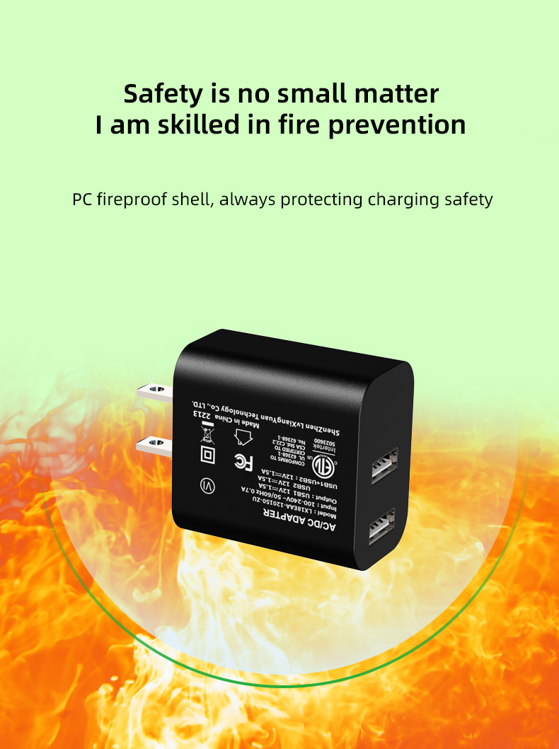 Our dual USB wall charger enables you to charge two devices simultaneously, saving you time and space.
