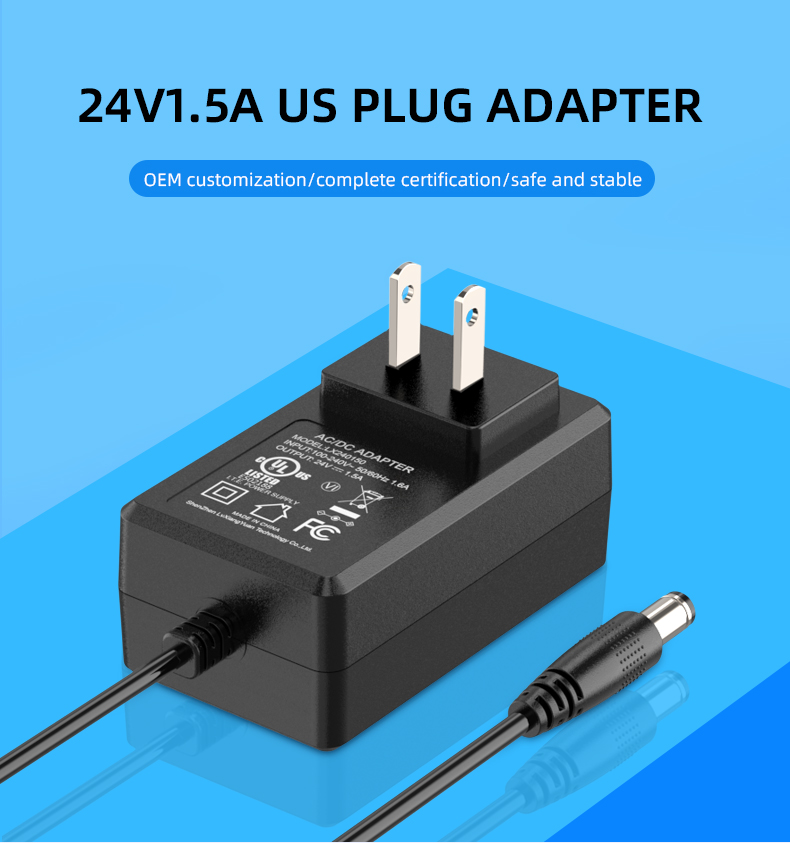 The 24 volt 1.5 amp adaptor is an efficient and dependable power source, providing the necessary voltage and current to run a variety of devices and equipment.