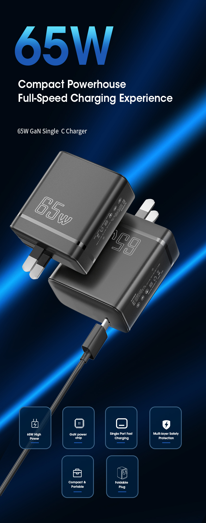 This reliable 20v 3.25 a charger delivers stable and efficient power output, with built-in multi-layer safety protection, perfectly fitting most small laptops and mainstream high-power electronic devices.